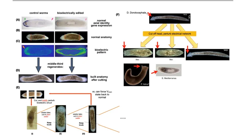 Figure 4: Bioelectric memory patterns guiding flatworm regeneration