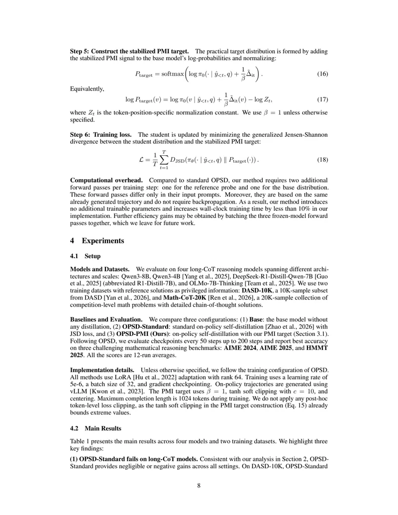 Table 1 & Figure 4: Main results and training dynamics