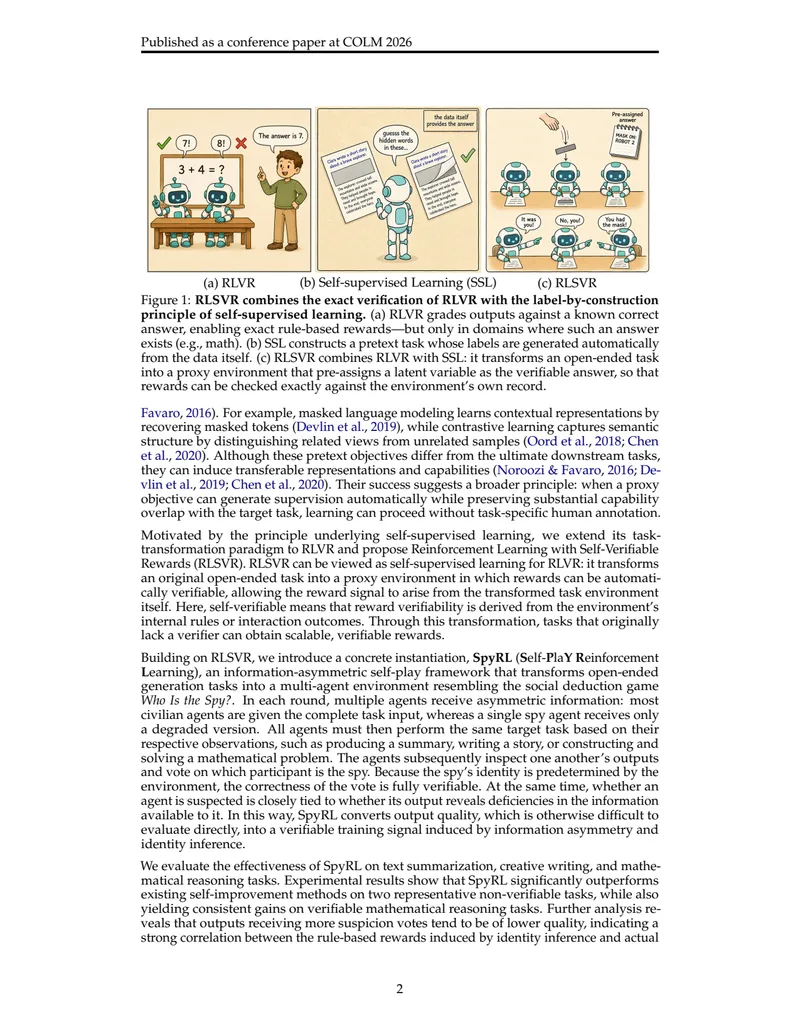 Figure 1: RLSVR combines RLVR with self-supervised learning